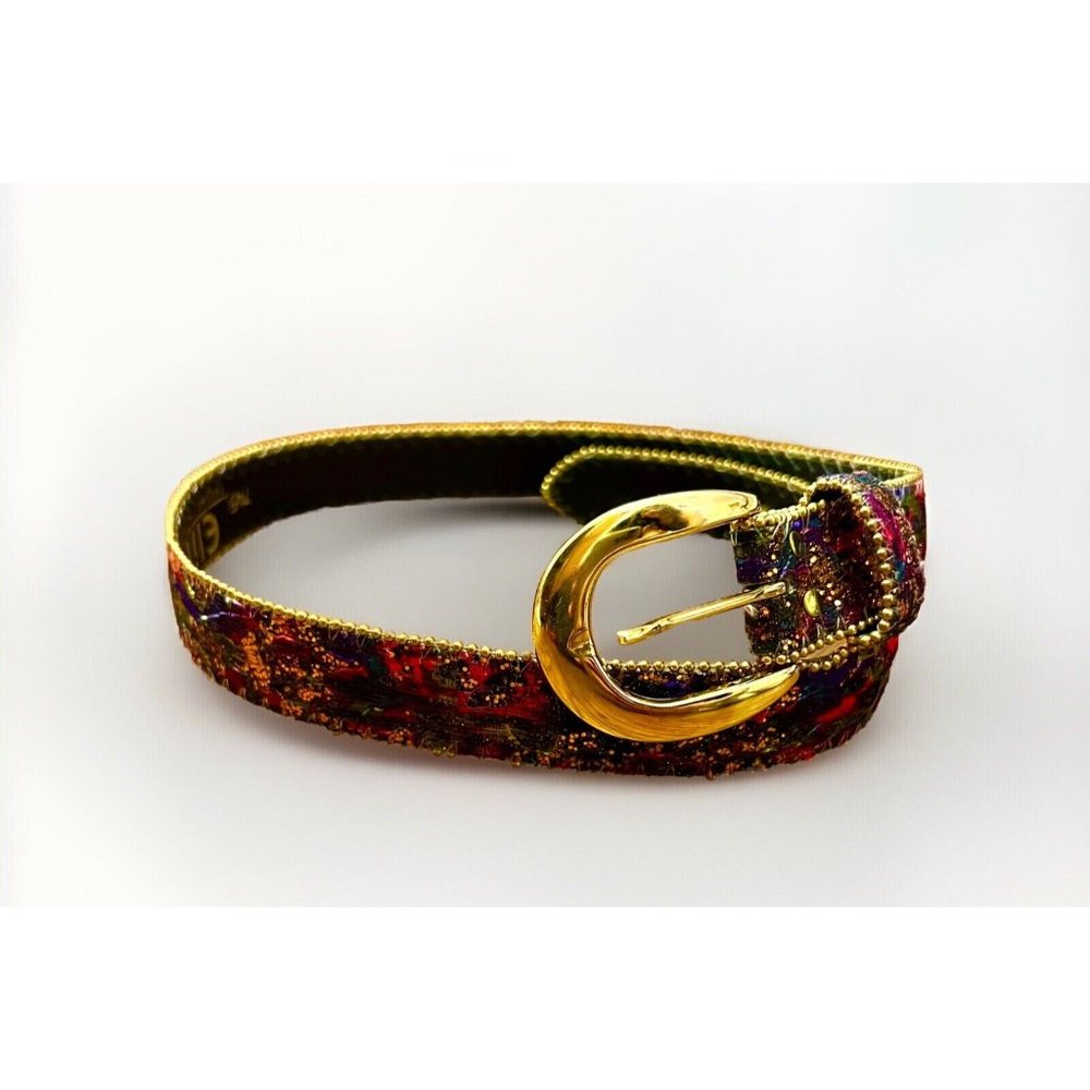 Elite Fresno California Belt 745 Glitter Orange Blue Red Gold Belt 34”